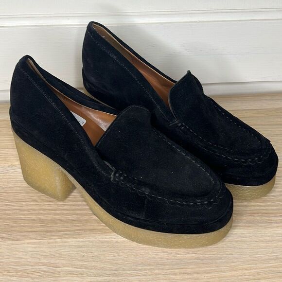Marc Fisher Lina Platform Loafer Black Suede Leather Size 9M - Picture 8 of 8